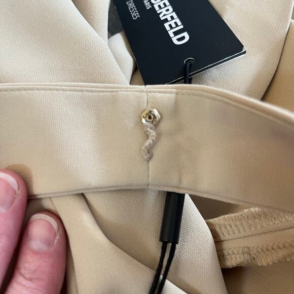 Karl Lagerfeld Tan Crepe Sleeveless Knee Length Scoop Neck Sheath Dress 6/SM NWT - Picture 15 of 16